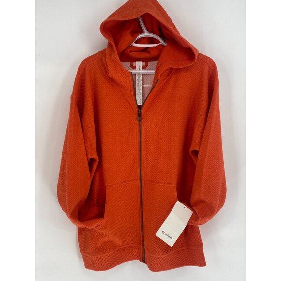 NWT LULULEMON All Yours Full Zip Orange Hoodie Jacket Sweater Men's Sz 12 - Picture 1 of 16